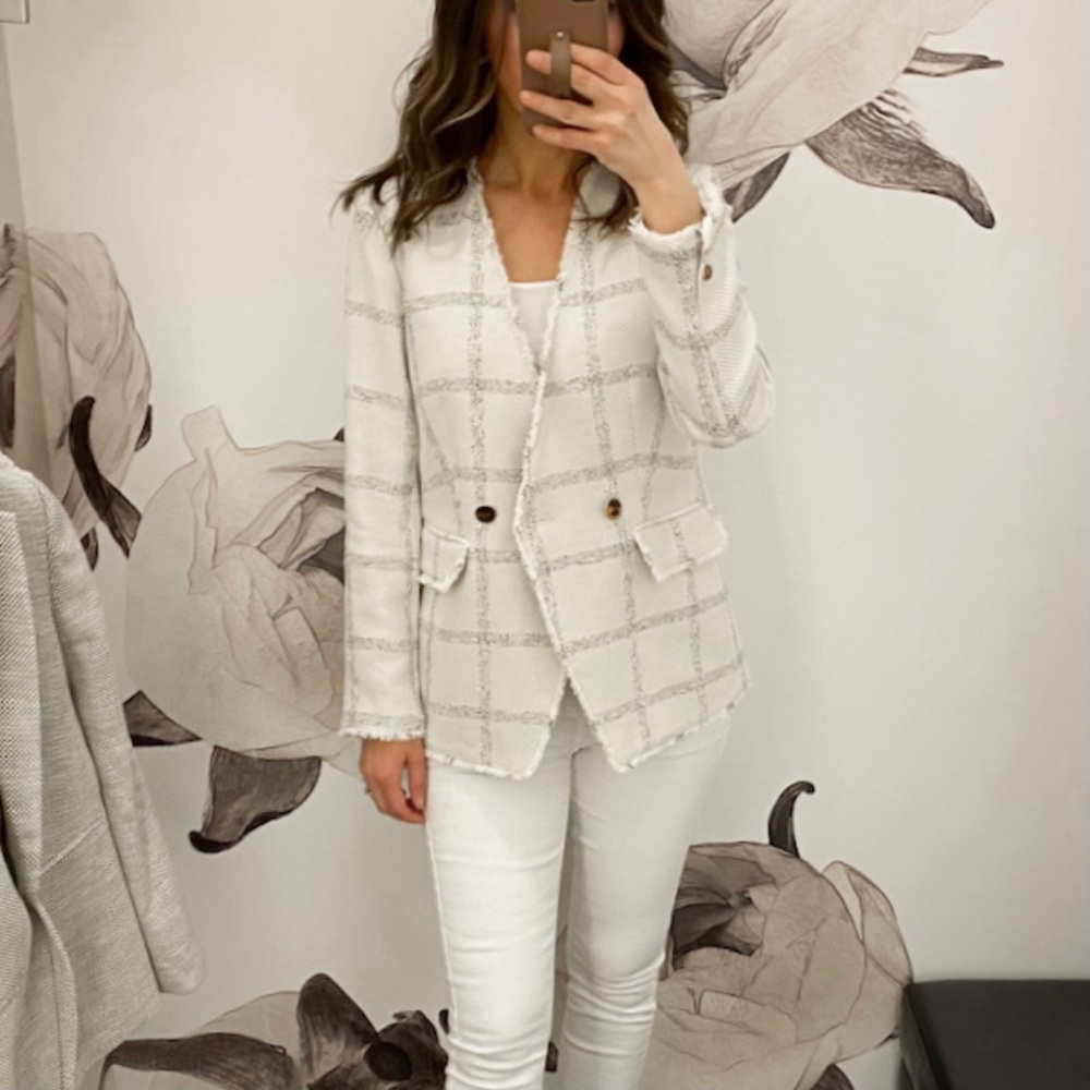 Ann Taylor Windowpane Tweed Blazer (Sz10)